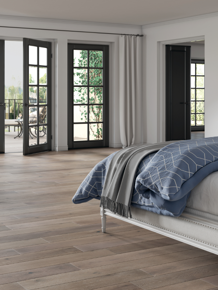 wood look flooring in bedroom